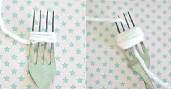 Envuelve el hilo al tenedor – para asombrar a todos en el vecindario… ¡Me encantó esta idea!