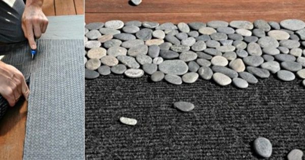 Para que pegar guijarros a la alfombra al lado de la puerta principal