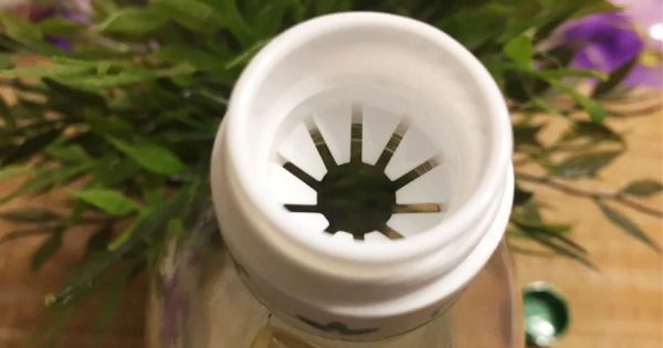 ¿Para qué son los cortes hechos en el cuello de la botella de aceite vegetal?