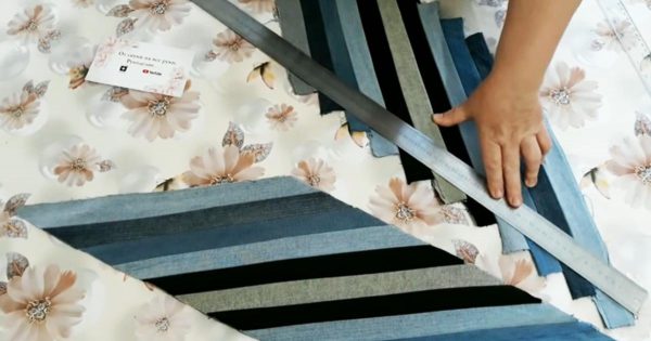 Un claro ejemplo del uso de viejos jeans en el hogar, donde no se desaprovecha nada