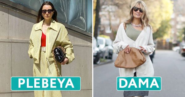 Forma en que camina con bolsos una granjera y cómo lo hacen mujeres elegantes