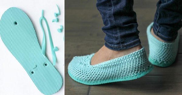 Nuevas zapatillas de chanclas antiguas con tus propias manos