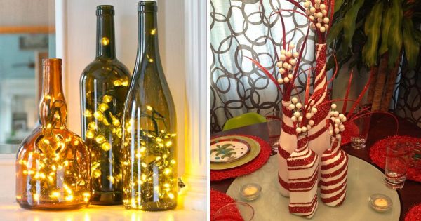 ¡Impresionantes decoraciones navideñas de botellas! 26 ideas muy originales.