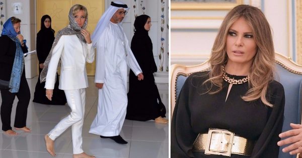 En su visita a Medio Oriente, Brigitte Macron decidió usar un pañuelo, a diferencia de Melania Trump…