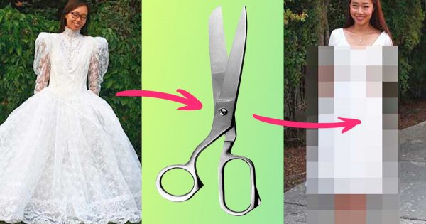 Ella cogió un vestido holgado barato e hizo algunas manipulaciones… ¡El resultado no tiene nada que envidiar a un couturier famoso!