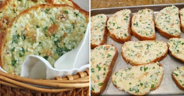 Instrucciones para preparar pan con queso y ajo.