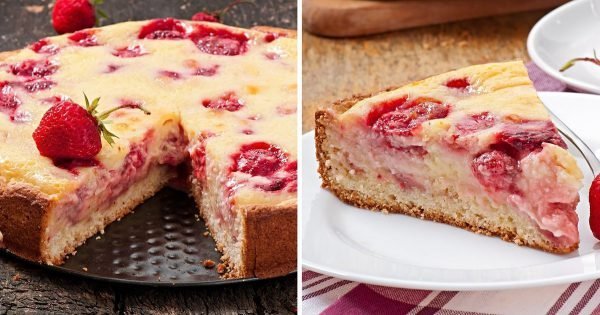 Instrucciones para hacer un pastel con fresas en yogurt.