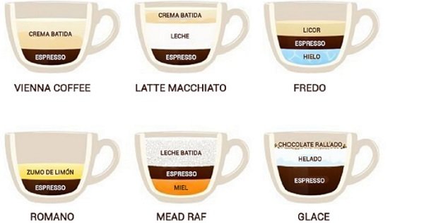 Para los conocedores del café: todo tipo de bebida en una sola imagen. ¡Conviértase en un experto!